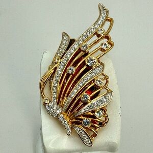 Vintage Nolan Miller “Flight of Fancy” Butterfly Brooch Rhinestones Enamel Wings